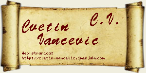 Cvetin Vančević vizit kartica